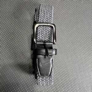 Nike Mens Black & Gray Woven Stretch Belt With Metal Buckle